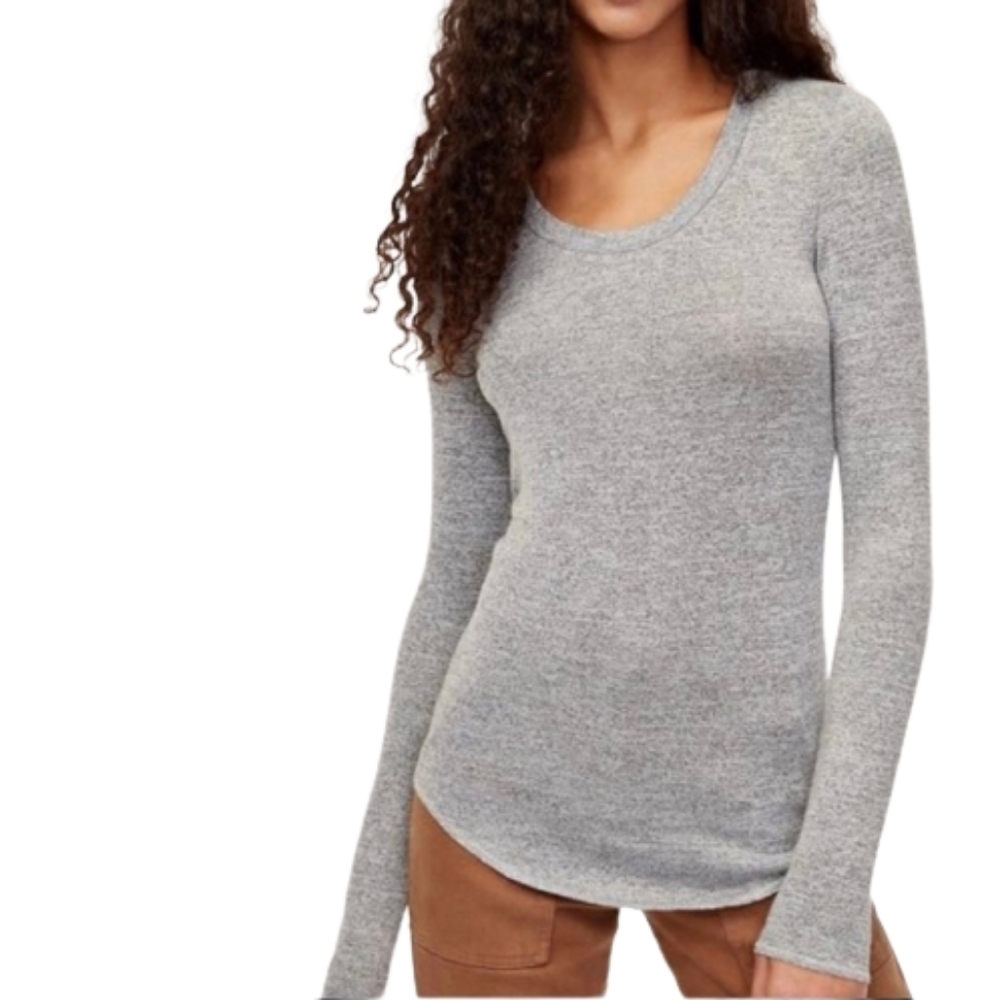 Aritzia Wilfred Free Diapason Gray Long Sleeve Tee Women's Size M - Picture 2 of 14